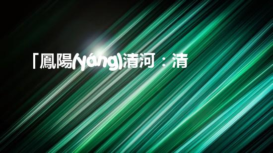 「鳳陽(yáng)清河：清淤技術(shù)專家從河道清理起，還原美麗水域」